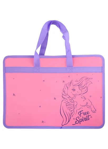 Папка для тетрадей А4 "ЛОШАДКА" 34*25*8см пластик, молния, текст.ручки, расширение - фото 1