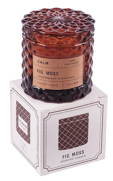 Свеча ароматическая в стакане с крышкой Fig Moss (50г) (коробка) (12-EDENG-202505-HD16) - фото 2