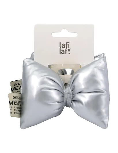 Заколка-крабик дутая Бантик (серебро, металлик) (PU) (12см) (12-2025093-12) (Lafilaf) - фото 1