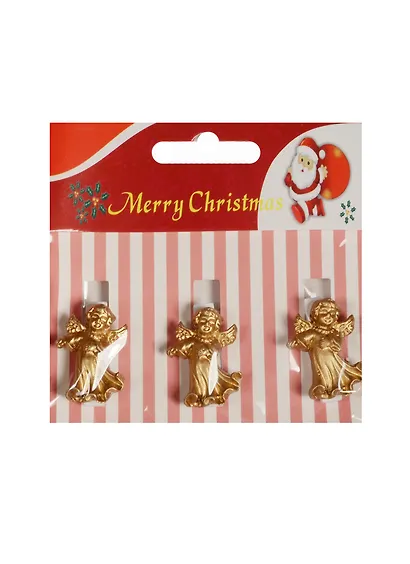 Набор прищепок декоративных, 3 шт, полистоун,ангел бронзовый - фото 1