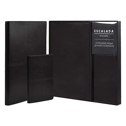 Ежедневник недат. А5+ 160л 175*245 "Сариф" черный + обложка на паспорт, мягк.переплет, блинтовое тиснение, офсет, ляссе, подар. упаковка - фото 2