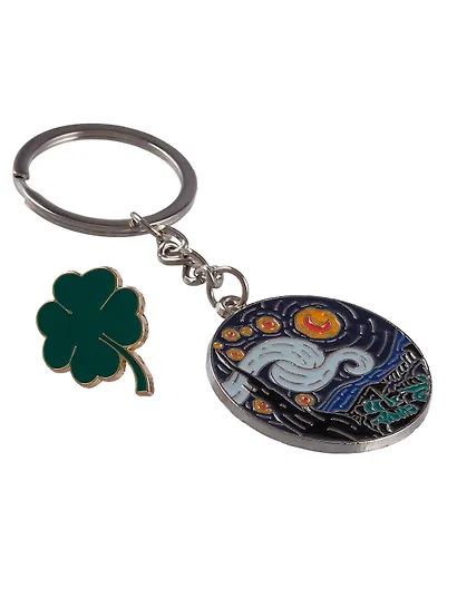 Набор Брелок My lucky charm Винсент Ван Гог Звездная ночь (металл) (12-07150-Z1826)+Значок Pin Joy Клевер (металл) (12-08599-907) - фото 7