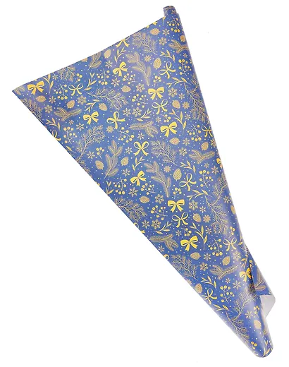 Бумага упаковочная 70*100см "Банты,шишки,веткинасинем" НГ,инд.уп. - фото 1