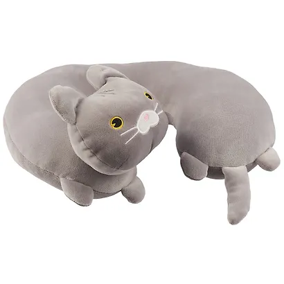 Подголовник Кот серый (текстиль) (30х30) - фото 2