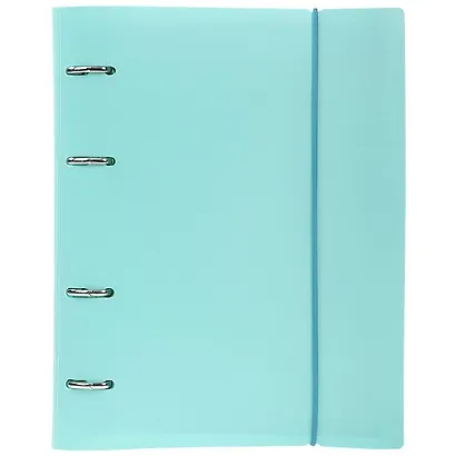 Тетрадь 120 листов, клетка, "Canvas" бирюза, на кольцах, на резинке - фото 1