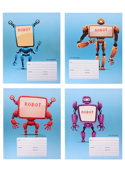 Тетрадь в клетку Listoff, "Роботы", 24 листа, в ассортименте - фото 8