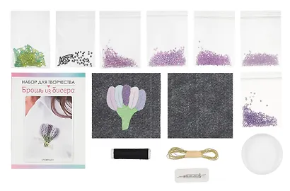Набор для творчества. Брошь из бисера "Лаванда" - фото 2