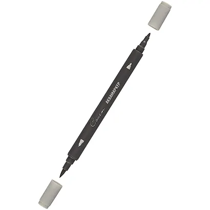 Маркер акварельный "Сонет", двухсторон., кисть и тонкий наконечник, серый, сонет - фото 2