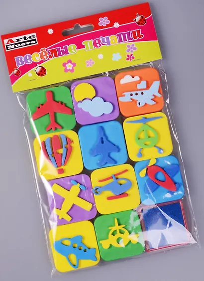 Набор для детского творчества Arte Nuevo Веселые печати Самолетики, подушечка с чернилами+веселые штампы - фото 2