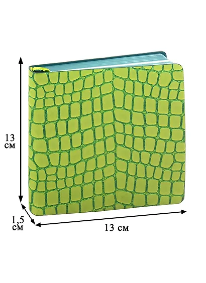 Записная книжка 130*130 120л кл. "Кроко" салатов.иск.кожа, мягк.переплет, 2 ляссе, тонир.офсет, инд.уп. - фото 2