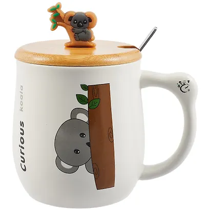 Кружка с крышкой и ложкой Коала (керамика) (350мл) (12-08070-MY255) - фото 1