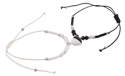 Набор парных браслетов с подвеской «Сердечко», бисер, металл, Lafilaf - фото 4