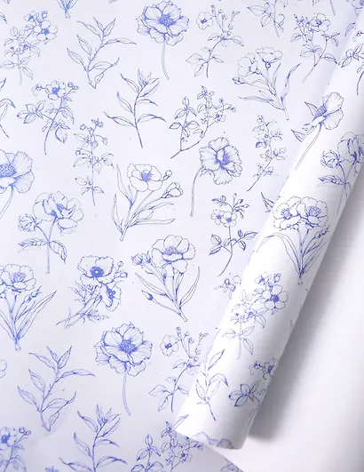 Бумага упаковочная 70*100см "Контурные маки" глянц., инд.уп. - фото 1