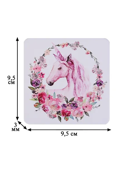 Подставка под чашку Единорог и цветы (ПЧ2018-02) - фото 2
