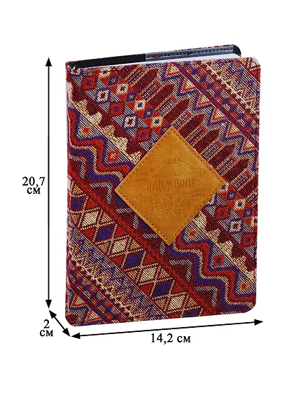 Ежедневник недат. А5 96л 90*160 "Folk" бордовая, съем.обл. из ткани, декор.нашивка, In Folio - фото 3