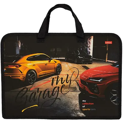 Папка для тетрадей А4 "Автопанорама" 34*24,5*3,5см пластик, молния, текст.ручки - фото 1