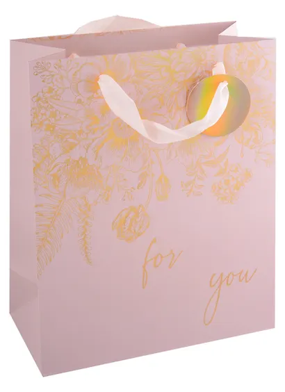 Пакет А4 26*32*12,5 "Thank you" жен., бум., тиснение золот.фольгой, тег - фото 2