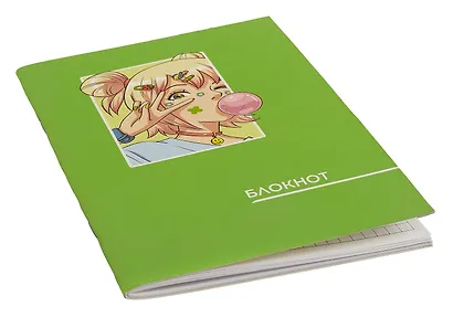 Записная книжка А6 40л "Аниме. Салатовый" инт.переплет, диз.блок, софт-тач, офсет - фото 2