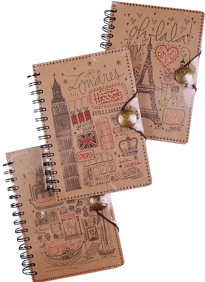 Блокнот на пружине с резинкой Города Мира (крафт) (260стр) - фото 1