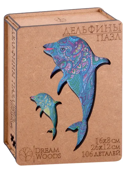 Пазл фигурный "Дельфины", 106 деталей - фото 1