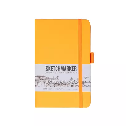 Скетчбук 9*14 80л "Sketchmarker" оранжевый неон, 140г/м2, слоновая кость, тв.обл. - фото 1