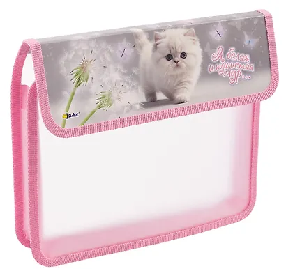 Папка для тетрадей А5 "Белый котик" липучка, Оникс - фото 1