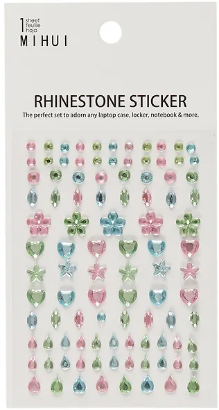 Стразы самоклеящиеся ассорти зеленый микс - фото 1