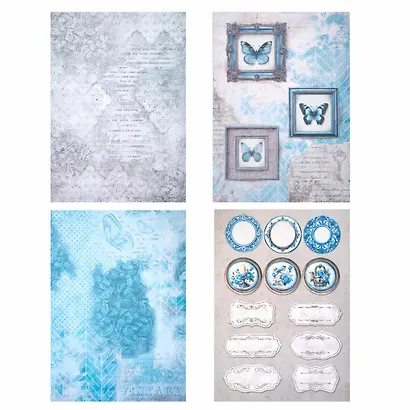 Бумага для скрапбукинга 15х21 см "В лазурных тонах", двусторонняя, 12 листов, 240 г/м2 - фото 6