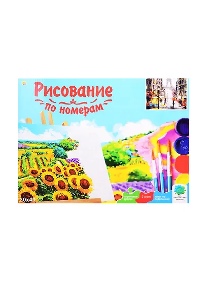 Холст с красками по номерам "Дождливый Париж", 30 х 40 см, 18 цветов, Рыжий Кот (3+) - фото 2