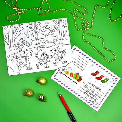 Новогодний набор "Новогоднее письмо Деду Морозу 2" конверт, раскраска, бланк-письма, похвальная грамота - фото 5