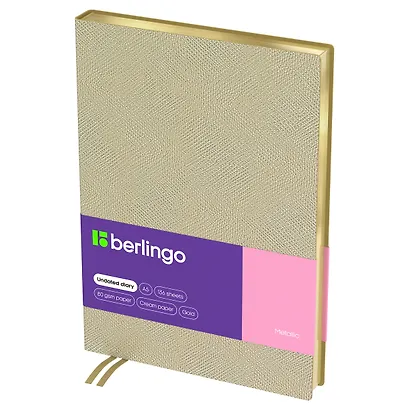 Ежедневник недатированный А5 136 листов "Metallic" искусственная кожа, золотой металлик - фото 1