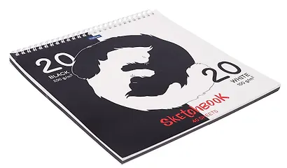 Скетчбук 240*240 40л "Black and white" черн. внутр блок 200 г/м2, белый внутр блок 100 г/м2, тв.обложка, гребень - фото 2
