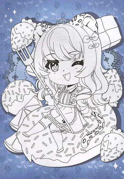 Раскраска с цветным фоном. Фантазийное аниме - фото 2