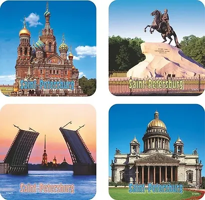 Сувенир, Плакетка, АКМ, Санкт-Петербург, фото, 4 шт, блистер - фото 1