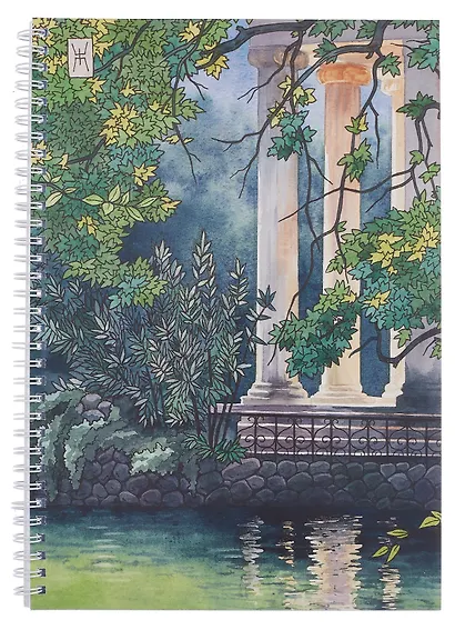 Тетрадь А4 96л кл. "Акварель (Эксклюзив)" евроспираль, мел.картон, выб.лак, блестки «Золото» - фото 1