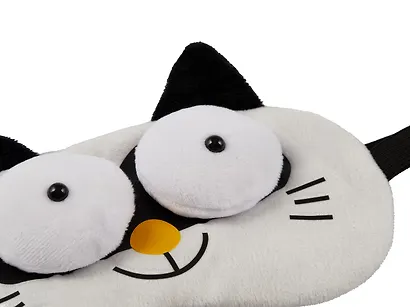 Маска для сна Кот с объемными глазами (плюш) (пакет) белая - фото 4