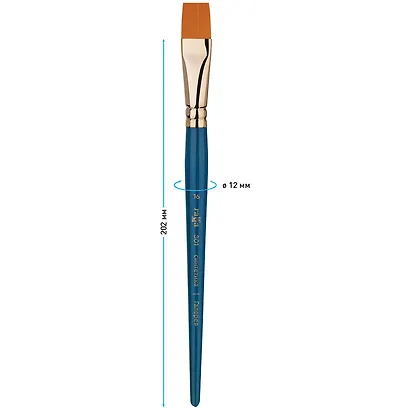 Кисть художественная №16 "Галерея", синтетика, плоская, короткая ручка, Гамма - фото 3