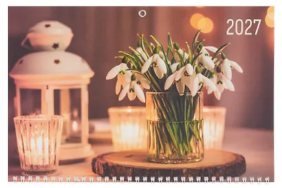 Календарь квартальный 2027г 297*695 "Цветочная мелодия" настенный, трёхблочный, спираль, выборочный УФ-лак - фото 2