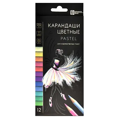 Карандаши цветные Феникс+, "Пастель", 12 цветов - фото 1