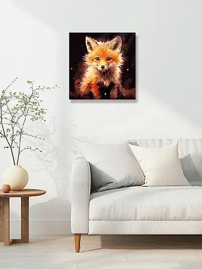 Холст с красками по номерам "Малыши. Маленькая лисица", 30 х 30 см - фото 5