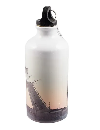 Бутылка с карабином СПб Кот, Дворцовый мост, Ростральные колонны (металл) (500мл) - фото 4