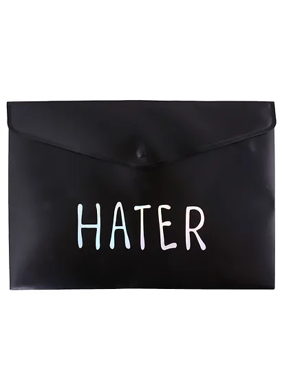 Папка-конверт А4 на кнопке "Hater", черная - фото 1