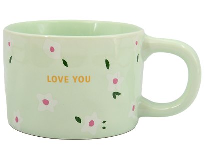 Кружка Love You Цветочки (мятная) (керамика) (330мл) (12-8109-202604_02) - фото 1