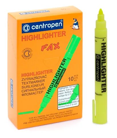 Текстовыделитель Centropen, Fax, желтый 5 мм - фото 1