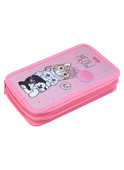 Пенал 2отд. "Кто сказал мяу?" 190*110мм, молния, металлиз.картон, выб.лак, таблица умножения, инд.уп. - фото 1