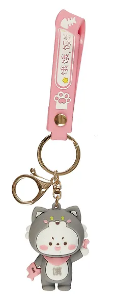 Брелок Зайчик с рыбкой в кигуруми (ПВХ) (6см) в ассортименте - фото 3