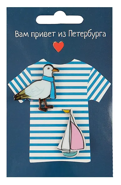 Набор значков  Чайка + Парусник - фото 1