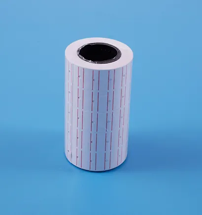 Лента для этикет-пистолета 21*12мм 600шт/рул., белая с красн.полосой - фото 2