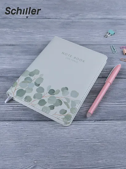 Блокнот для записей А6+ в клетку, 96 листов "Flowers" твердая обложка, оливковый, с ляссе - фото 6