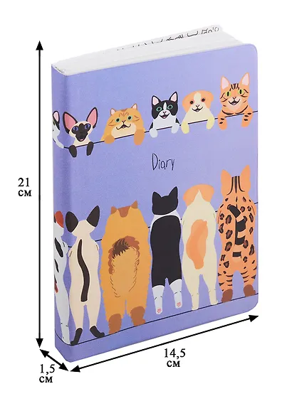 Ежедневник А5 136л "Paper Art. Всюду кошки. Дизайн 4" (творческий) иск.кожа, обложка интеграл, Listoff - фото 3